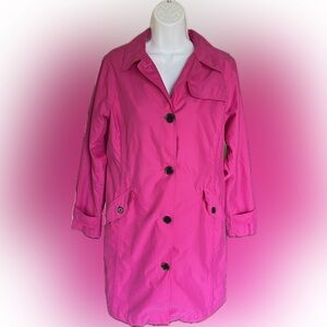 Lands’ End Sunshower Pink Fuchsia Trench Coat